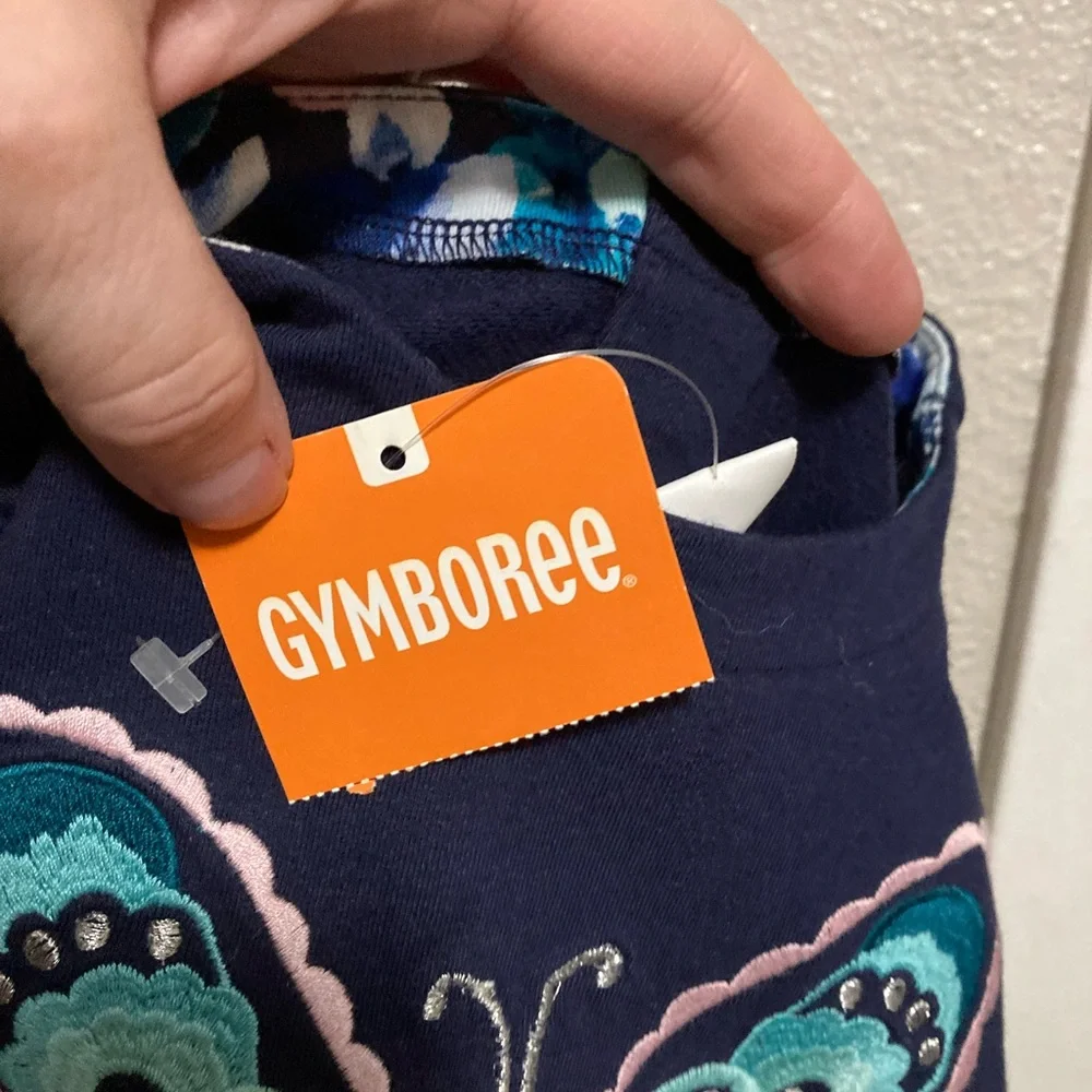 *Gymboree New Navy Blue Embroidered Butterfly Kids Long Sleeve Size 3T Top #X